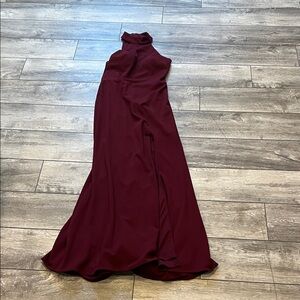 Aqua One Shoulder Burgundy Dress